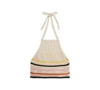 Superdry Crop Halter Crochet Sleeveless Top Beige L Femme