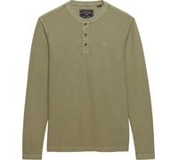 Superdry & Co Waffle Henley Chemise à manches longues, Kaki clair, Taille XL