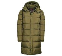 Superdry COAT RIPSTOP LONGLINE PUFFER JACKET Dark Moss Green Grid M HOMME, Dark Moss Green Grid, M