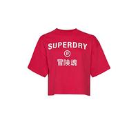 Superdry Code Core Sport Tee T-Shirt, Fushia, L Femme
