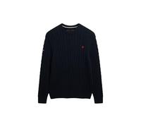 Superdry Cotton Cable Knit Crew Pullover Sweater, Eclipse Navy, M Men's