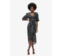 Superdry Crane Black Print Short Sleeve Sheer Midi Dress Crane Black Print EU 44 (UK 16)