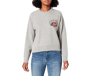 Superdry EMB Organic Cotton Crew Sweat-Pullover, Athletic Grey Marl, L Femme