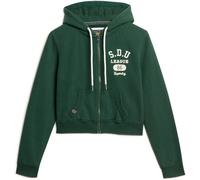 Superdry Enamel Green 100% Cotton Athletic Relaxed Crop Zip Hoodie
