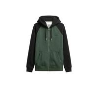 Superdry Essential Baseball Sweat à capuche zippé pour homme, Vert forêt foncé chiné/noir, S