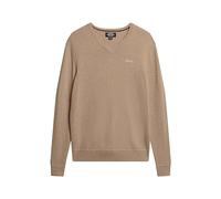 Superdry Essential EMB Vee Knit T-Shirt, Oatmeal Grey Marl, XL Homme