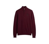Superdry Essential Pull tricoté brodé demi-zippé pour homme, Violet foncé, XXL
