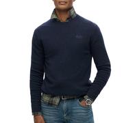 Superdry Essential Slim Fit Crew Jumper Sweater, Bleu foncé, S Homme