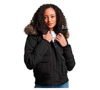 Superdry Everest Hooded Puffer Bomber Veste, Noir de Jet, 40 Femme