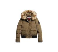 Superdry Everest Hooded Puffer Bomber Veste, Vert Olive Militaire, 44 Femme