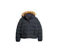Superdry Fausse Fourrure-Short Hood Puffer Veste, Bleu Marine (Eclipse Navy), 36 Femme