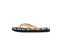 Superdry Femme Code Essential Tongs Tongues, Noir métallisé doré, Medium