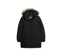 Superdry Fuji Hooded Mid Length Puffer Veste, Noir, 38 Femme