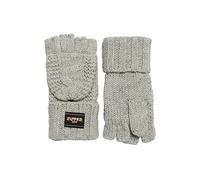 Superdry Gants de Tricot de câble, Ice Grey Fleck, Taille Unique Femme