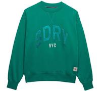 Superdry Green Varsity Satin Appliqué Crew Neck Sweat Top