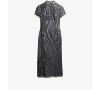Superdry Grey Mandarin Sequin Midi Dress Grey EU 34 (UK 6)