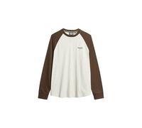 Superdry Haut de baseball Essential pour homme avec manches longues et logo, Gris clair moucheté/marron fougère, L