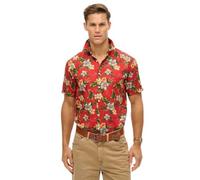 Superdry Hawaiian Print Short Sleeve Shirt Rouge L Homme