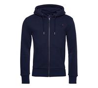 Superdry Homme Sweat zippé à Capuche Classique Orange Label Bleu Marine Intense S