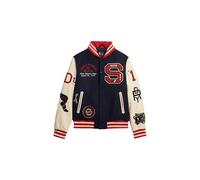 Superdry, JACKET COLLEGE VARSITY PATCHED BOMBER, M5011867A, Atlantic Navy, L, MAN, ADULTO