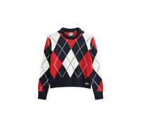 Superdry Jacquard Pattern Crew Sweater, Rouge (Red Argyle), 38 Femme