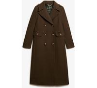Superdry Khaki Double Breasted Wool Blend Coat