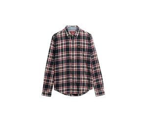 Superdry L/S Cotton Lumberjack Shirt Tricot, Bleu Marine (Kansas Check Navy), M Homme
