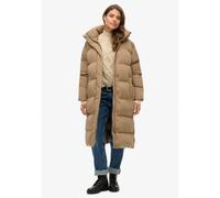 Superdry - Longline Hooded Puffer Jacket - Doudoune femme Fossil Brown - XL