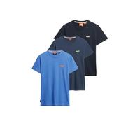 Superdry Lot de 3 t-shirts Essential pour homme en coton bio avec logo, Monaco/Lauren-Marine/Bleu marine Finster, L