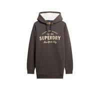 Superdry Luxe Metallic Logo Hood Dress Robe, Vintage Noir, 34-36 Femme
