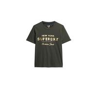 Superdry Luxe Metallic Logo T Shirt, Vintage Noir, 36 Femme