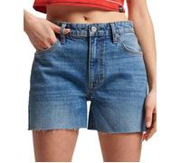 Superdry Mid Rise Cut Off Short Sweat-Shirt Capuche Sport, Fulton Vintage Blue, 30 Femme 32