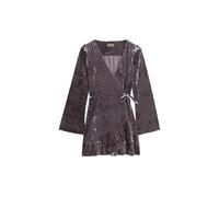 Superdry Mini robe portefeuille en velours pour femme, gris rocher foncé, 44