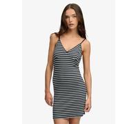 Superdry Navy Blue V-Neck Striped Mini Dress Navy Blue EU 44 (UK 16)