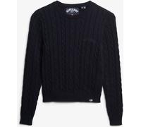 Superdry Navy Essentials Slim Cable Knit Crew Neck Jumper