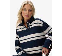 Superdry Navy/White Athletic Essential Cropped Stripe Rugby Shirt Navy/White EU 42 (UK 14)