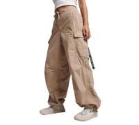 Superdry Pantalon Cargo- Stone Wash Taupe Brown- S-M Femme M/L