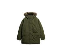 Superdry Parka Everest pour homme avec bordure en fourrure synthétique, Vert kaki militaire, M