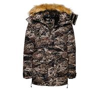 Superdry Parka Everest pour homme avec capuche en fausse fourrure - Imprimé kaki délavé - Taille L, Imprimé kaki délavé, L