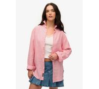 Superdry Pink Oversized 100% Cotton Casual Linen Long Sleeve Shirt Pink X-Large