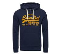 Superdry pour des Hommes Sweat à Capuche imprimé craquelé Vintage Logo Heritage, Bleu, S