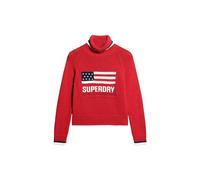 Superdry Pull à col Rond américain Sweater, Risque Rouge, 40 Femme