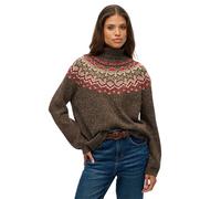 Pull Ã col montant en jacquard femme Superdry Marron M