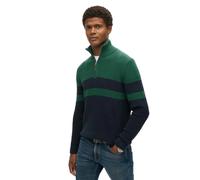 Superdry Pull Classic à col zippé rayé Bleu/Vert Taille L Homme