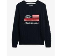 Superdry pull ample en maille torsadée avec drapeau