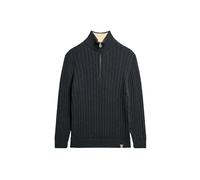 Superdry Pull de rugby en tricot avec demi-fermeture éclair pour femme, Motif torsadé bleu marine, 38