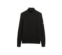 Superdry Pull décontracté à col roulé pour femme avec motif torsadé, Gris anthracite foncé, 38