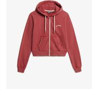 Superdry Red Essential Logo Cropped Full Zip Hoodie