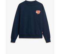 Superdry Richest Navy Off White 100% Cotton Workwear Embroider Loose Crew Sweatshirt