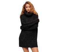 Superdry Robe pull torsadée midi col roulé manches longues Noir M Femme